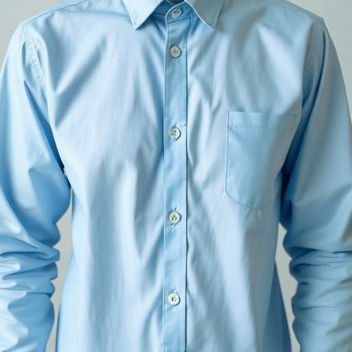 Camisa social azul clara, manga comprida.